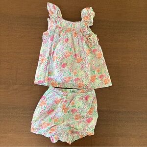 Floral Ruffle Tank Top and Shorts Set